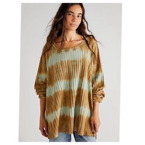 Free People We The Free Sunset Tee Ribbed Oversized Tie-dyed Grunge Size Small